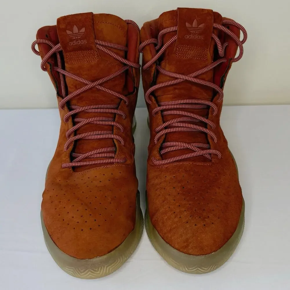 Adidas Tubular Suede High Top Sneakers Men's 11.5 Orange Streetwear